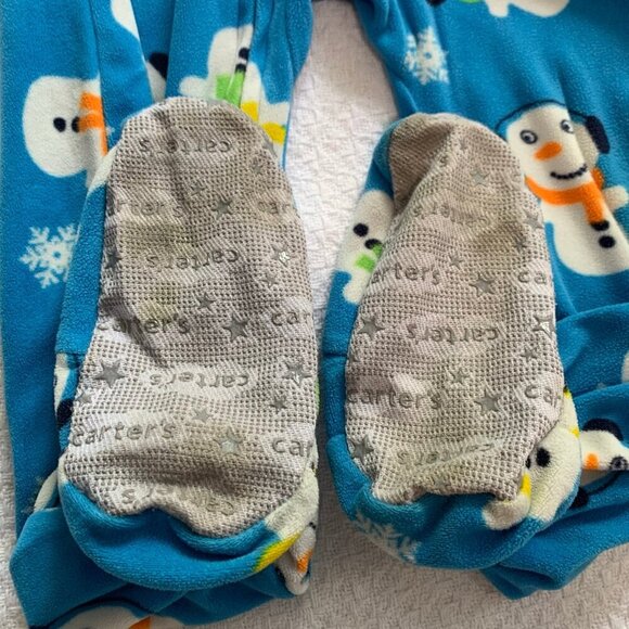 5/$25 Carter’s 4T snowman fleece cozy warm pajamas jammies pjs sleeper - Picture 5 of 5